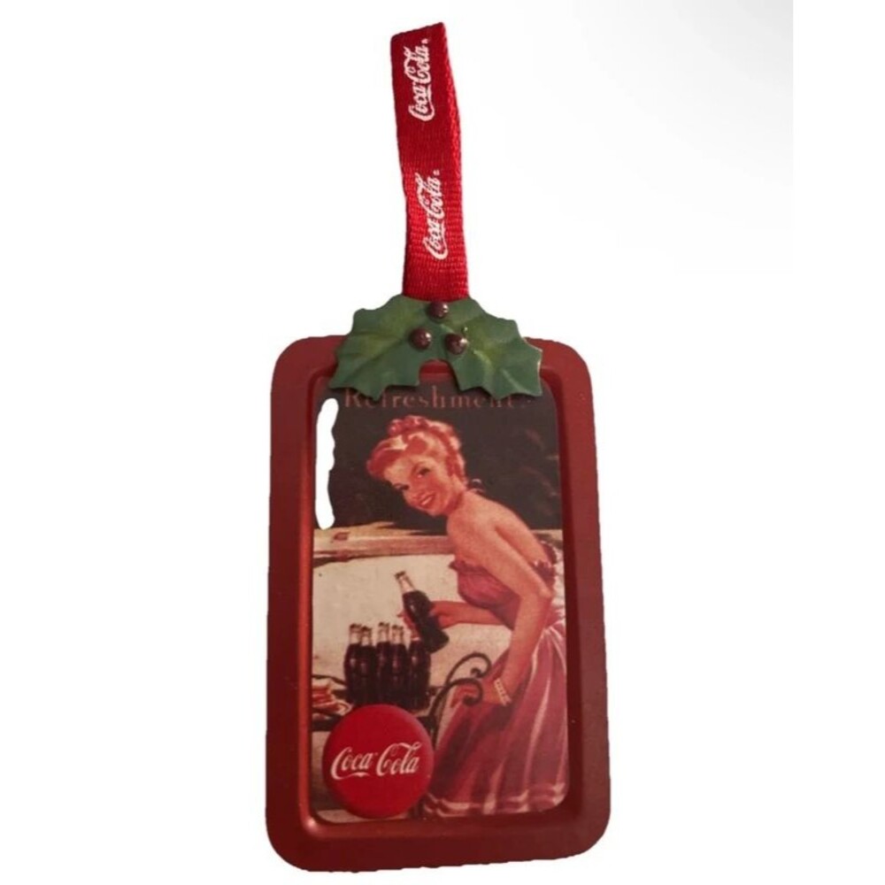 Coca-Cola Kurt S. Adler Serving Tray With Bottle Pin-Up Christmas Ornament 2005